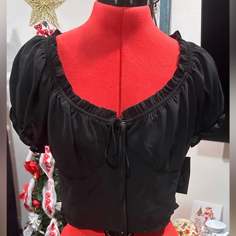 Elegant Black Puff Sleeve Blouse